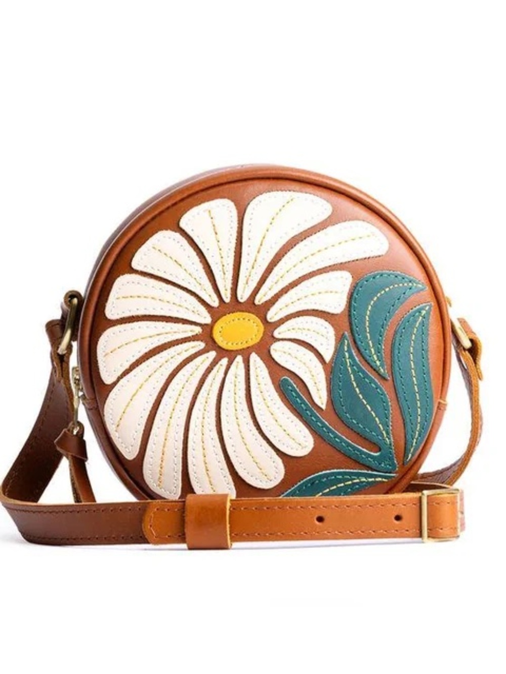 Portland Leather Wildflower Circle Crossbody | Large
